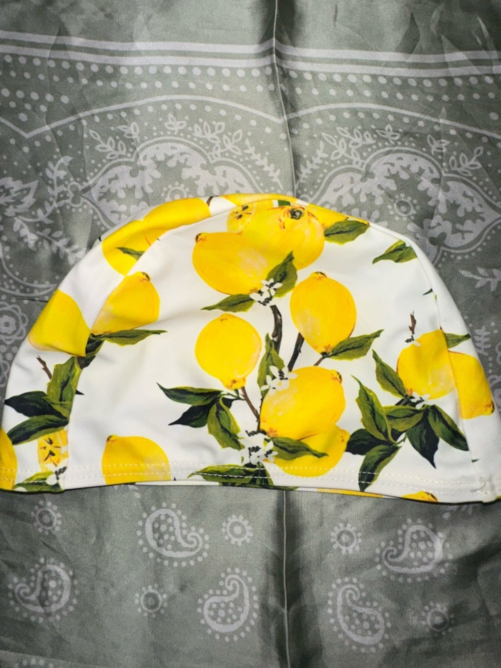 Children's Lemon Print Swim Cap - Yellow